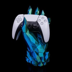 3D Printed Crystal Hand Controller Stand: Video Gaming Shelf Desk Display Holder