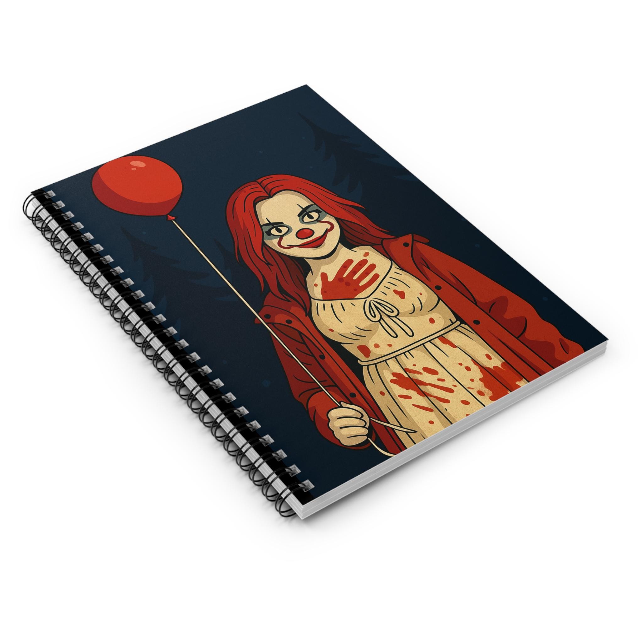 Spiral Notebook, Creepy Clown Horror Cover, Halloween Journal, Gothic ...