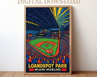 LoanDepot Park Miami Marlins: Baseball Stadium Poster Digital Download | BP-MIA-02