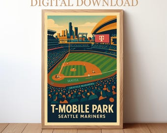T-Mobile Park Seattle Mariners: Digital nedladdning av basebollstadionaffisch | BP-SEA-01