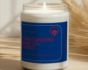 Texas Rangers Game Day Candle: Handmade Globe Life Field Soy Wax Candle