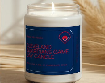 Cleveland Guardians Game Day Candle: Handmade Progressive Field Soy Wax Candle