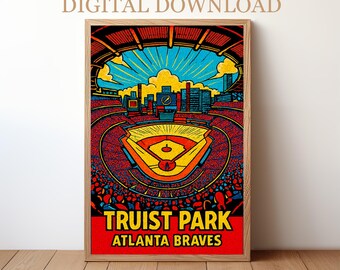 Truist Park Atlanta Braves: Póster del estadio de béisbol, descarga digital / BP-ATL-03