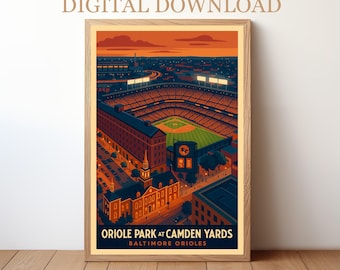 Oriole Park vid Camden Yards Baltimore Orioles: Basebollstadionaffisch digital nedladdning | BP-BAL-01