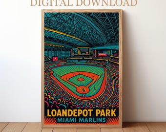 LoanDepot Park Miami Marlins: Baseball Stadium Poster Digital Download | BP-MIA-03
