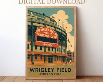 Wrigley Field Chicago Cubs: Basebollstadionaffisch, digital nedladdning | BP-CHC-02