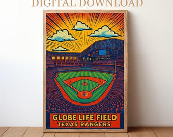 Globe Life Field Texas Rangers: Baseball Stadium Poster Digital Download | BP-TEX-02