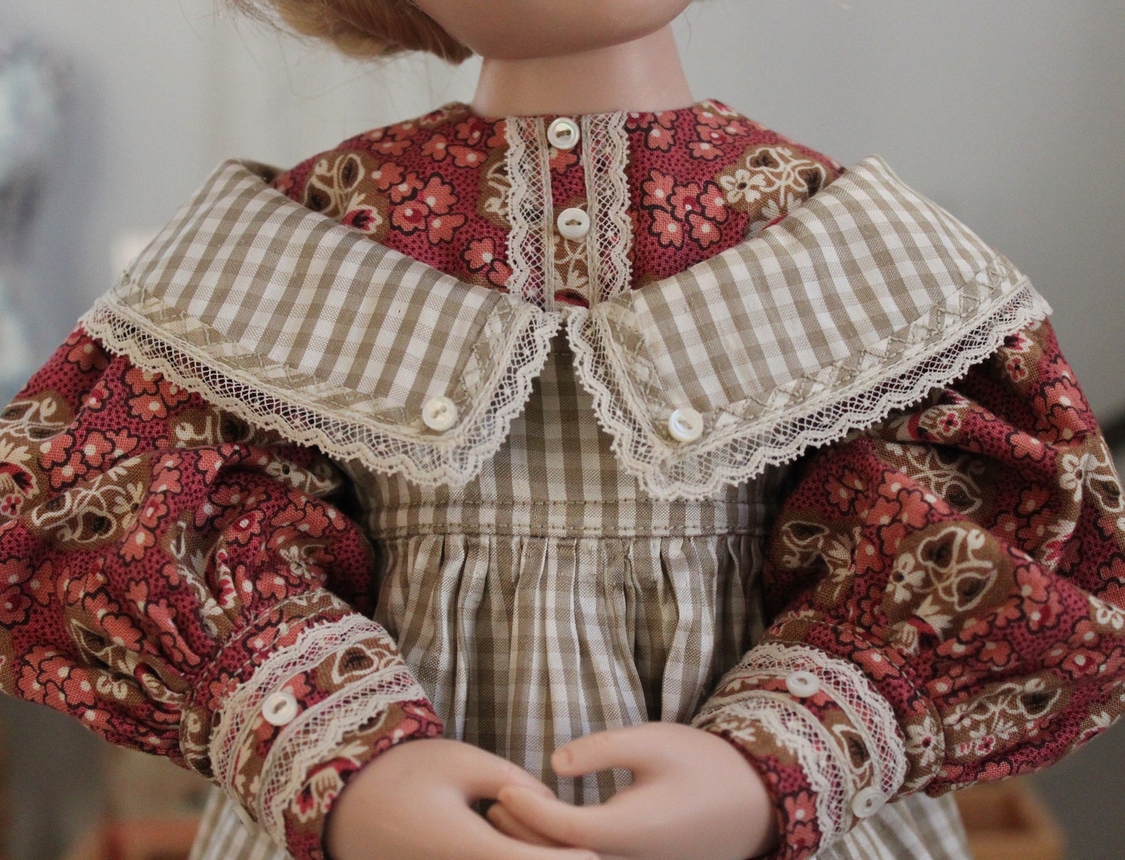 Victorian Style Dress & Silk Pinafore with Vintage Lace Trim Etsy