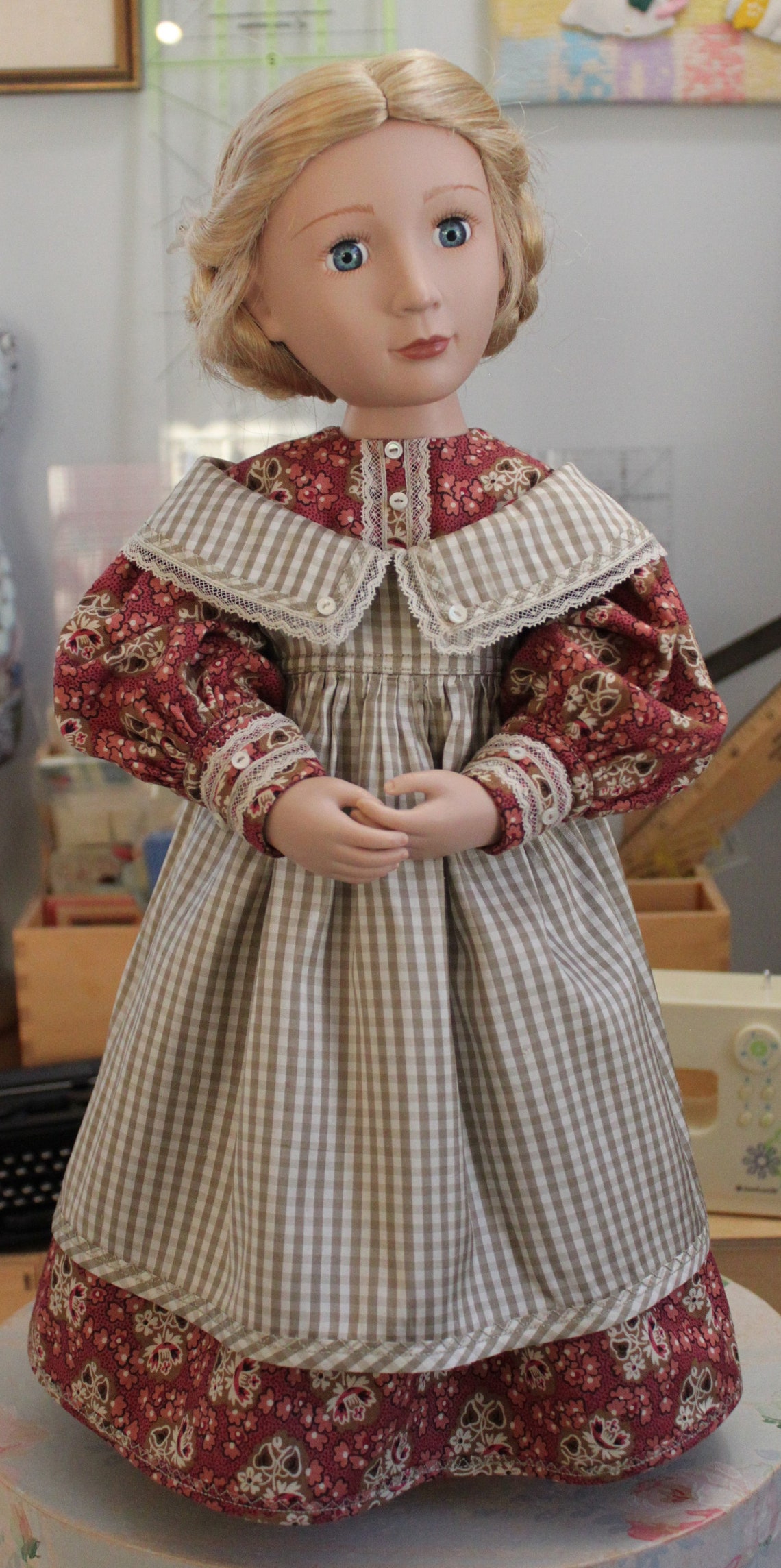 Victorian Style Dress & Silk Pinafore with Vintage Lace Trim Etsy