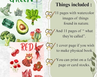 Nature Color Flashcards, Montessori Homeschool Printable (PDF)