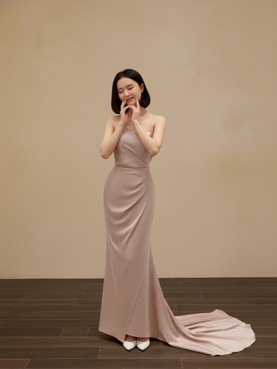 open lace back dress Leia Modest Sweetheart Pleated Chiffon Maid of Honor Bridesmaid Dresses, Ivory