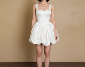 Vestido corto tipo corsé para boda civil / Minivestido para la fiesta posterior a la boda / Vestido para boda íntima / Vestido para la recepción de la boda