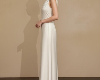 One Shoulder Satin Bridesmaid Dress | Minimal & Elegant Maid of Honor Dress | Elegant Wedding Guest Gown | Satin Prom Gown