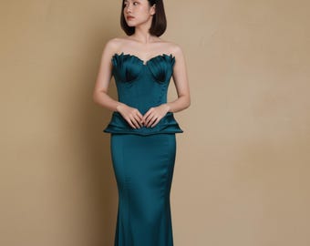 Formal Wedding Guest Dress | Corset Top and Mermaid Skirt Set | Modern Fairytale Corset Gown | Fantasy Gown for Special Occasions