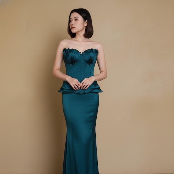 Formal Wedding Guest Dress | Corset Top and Mermaid Skirt Set | Modern  Fairytale Corset Gown | Fantasy Gown for Special Occasions