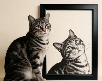 Hand Carved Dog Cat Portrait, Personalized Pet Memorial Wood Carving, Custom Pet Art from Photo, Unique Gift, Pet Lover Gift