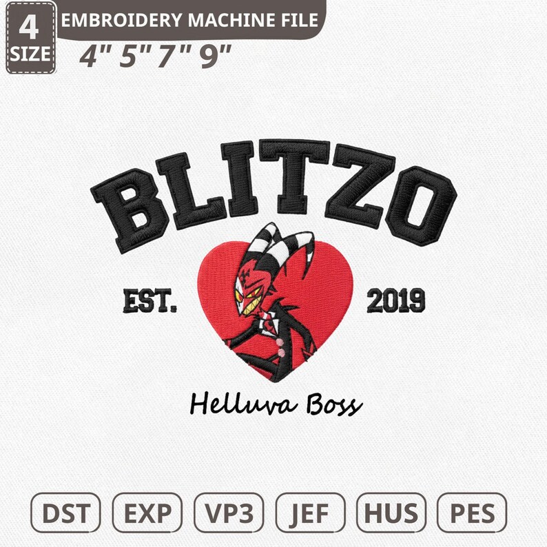 Blitzo Text Blitzo Hazbin Hotel Embroidery Design, 4 Sizes (digital Download) - Etsy