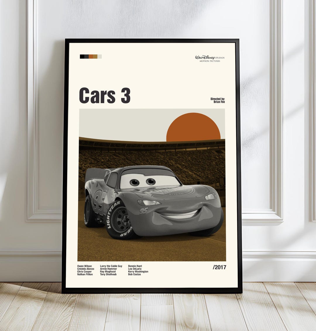 Cars 3 Poster - Animation Wall Art - Mid-century Art - Minimalist Movie ...