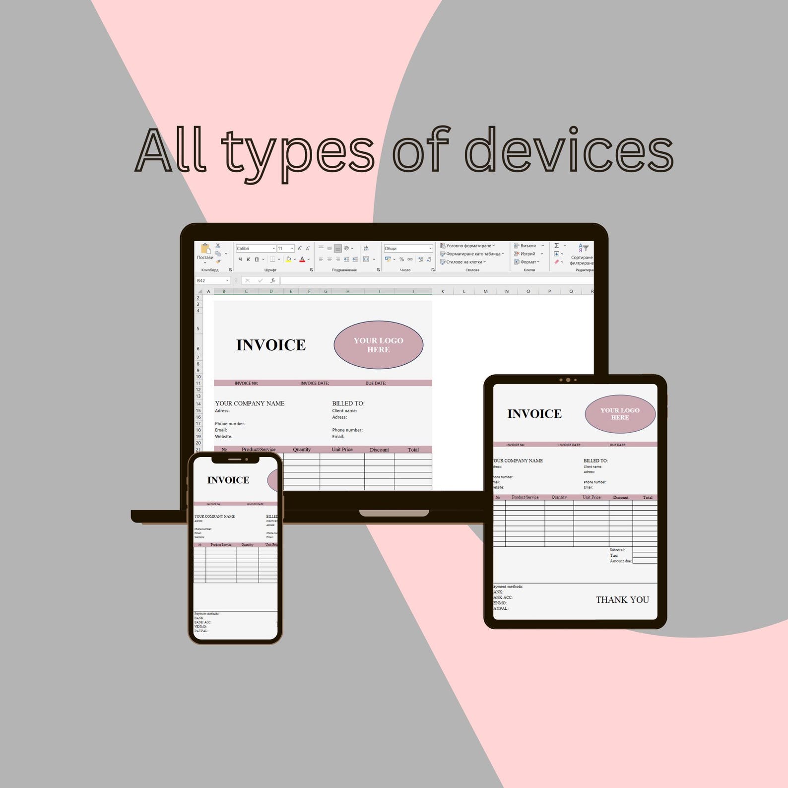 Editable Excel Invoice Template for Small Business (digital Download ...