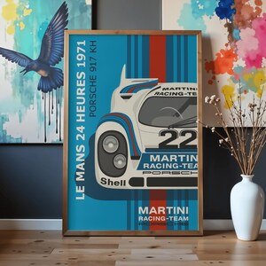 Porsche 917 KH Le Mans 1971 Martini Racing Poster | Vintage Racing Car Poster | Retro Automotive Art Print