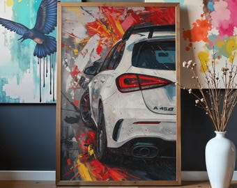 Mercedes A45S AMG Art – Abstract Car Painting, Digital Wall Art, Modern Automotive Art, Printable Download