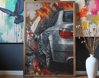 BMW M5 e60 – Abstract Car Painting, Digital Wall Art, Modern Automotive Art, Printable Download