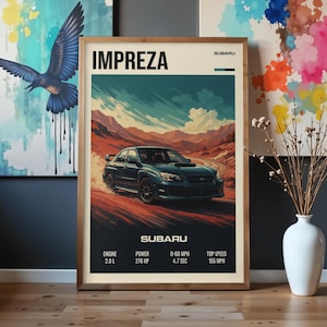 Subaru Impreza WRX Poster – Japanese Rally Car Digital Art | JDM Poster | Instant Download Wall Decor