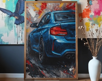 BMW M2 – Abstract Car Painting, Digital Wall Art, Modern Automotive Art, Printable Download