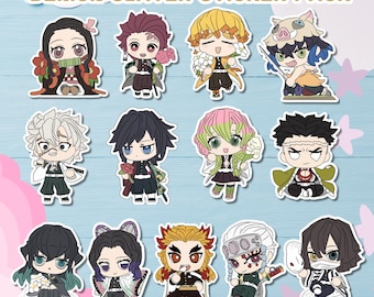 Paquete de 14 pegatinas de vinilo de Demon Slayer/Kawaii para álbumes de recortes, diarios y regalos.