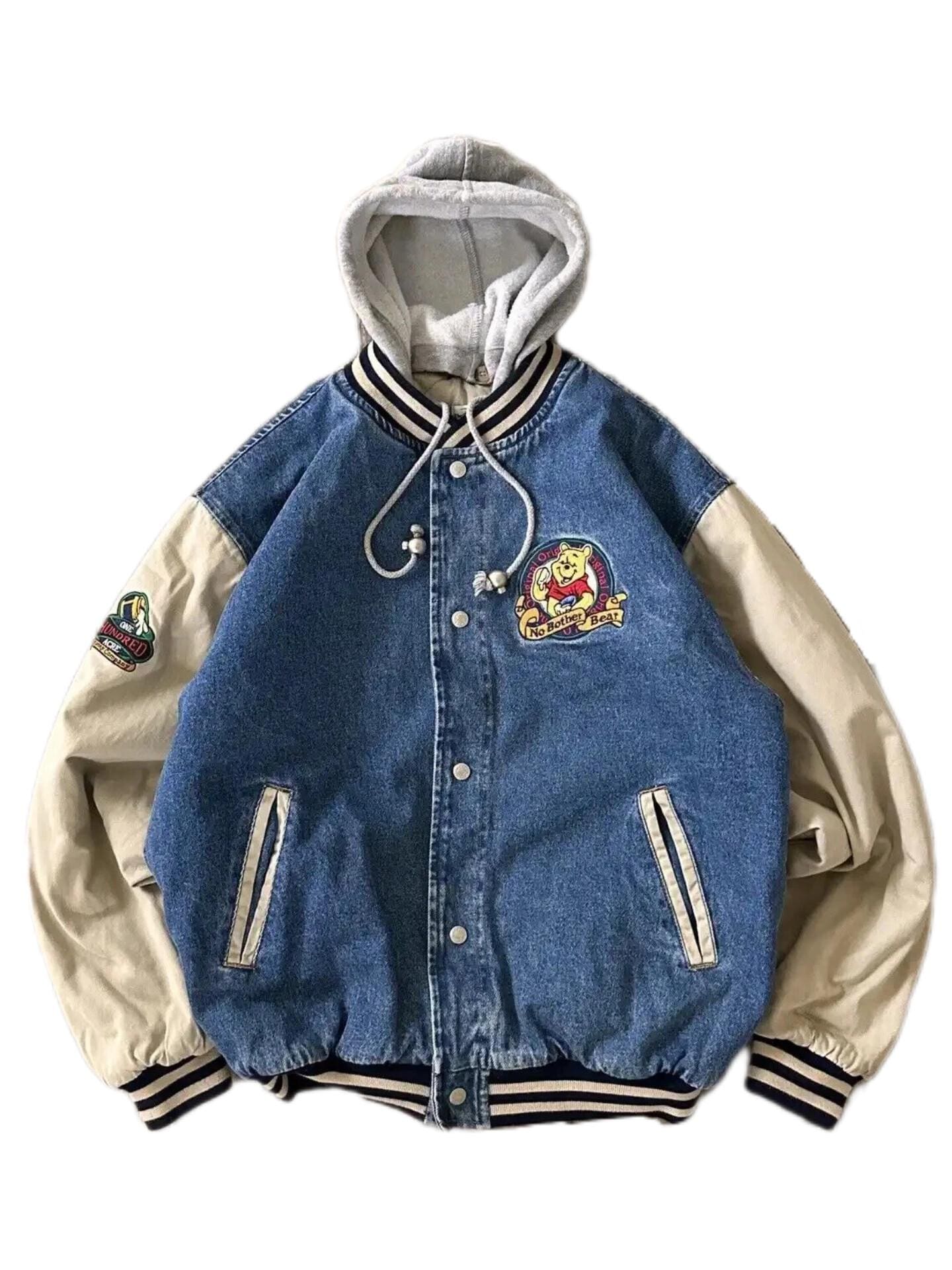 Winnie the Pooh Denim Varsity Jacket - Etsy