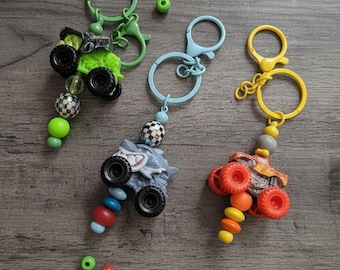 Monster Truck Keychain | Handmade Silicone Beaded Keychain