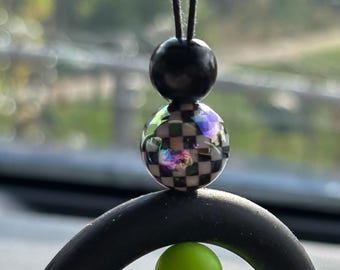 Handmade Monster Truck Car Charm: Silicone Bead Rear View Mirror Hanger