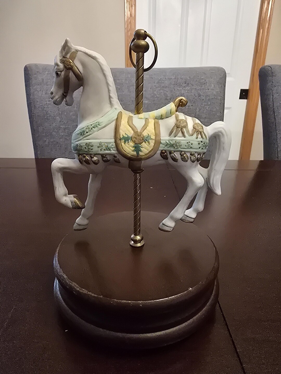 Carousel Collections Horse Figurine – Pastel Florals on Wooden Base ...