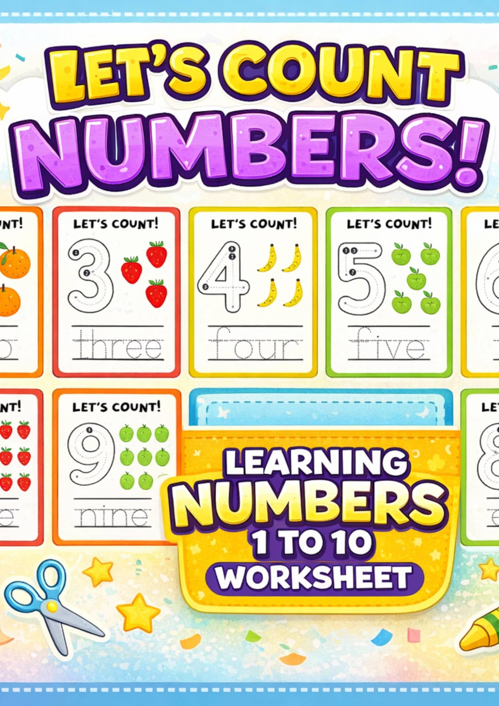 Learning Numbers Activity Sheets Number Learning Worksheets: Preschool Kids Activity Book (printable ...