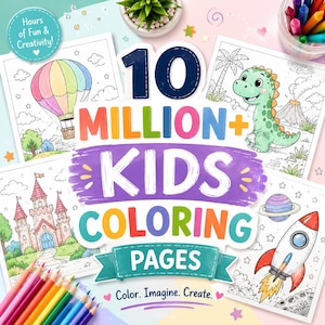 10 Million+ Kids Coloring Pages Bundle, Printable Activity Pages (pdf, png, svg, ai)
