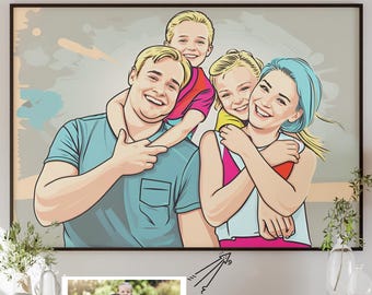 Pop Portrait Prints,Custom Photo Art Portrait, Family Portrait Gift,Perfect Birthday Gift,Personalized Home Decorations,Unique Memorial Gift
