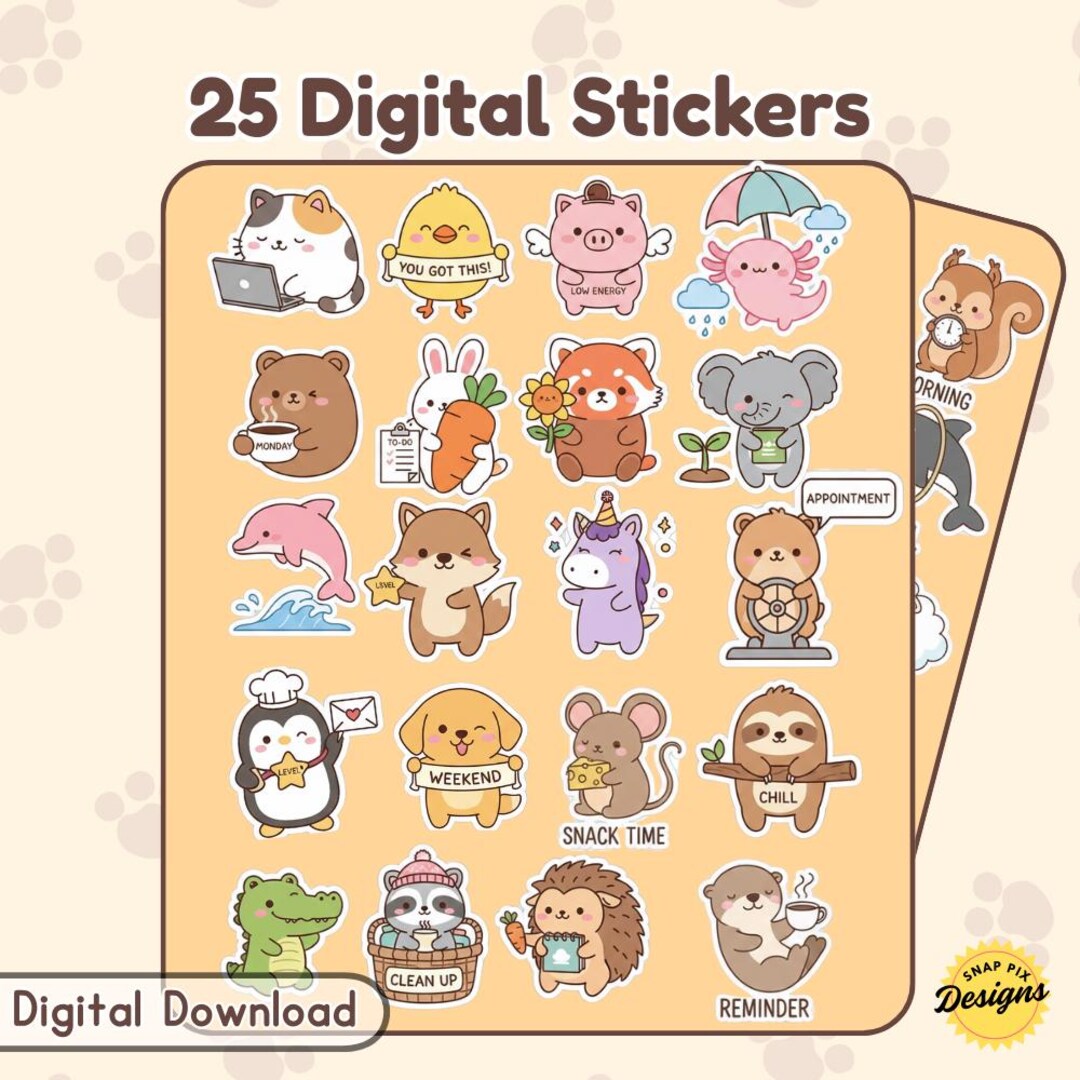 Cute Kawaii Digital Sticker Sheet Digital Planner & Digital Journal ...