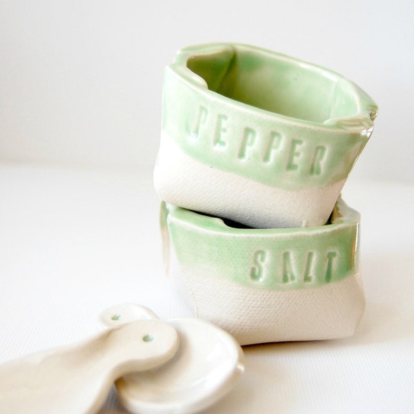 take out Ceramic Salt and Pepper Cellars key lime