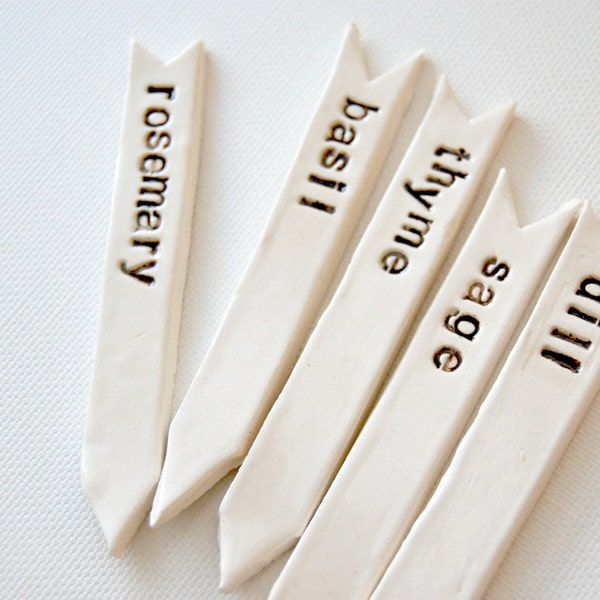 home grown Ceramic Herb Garden Markers chocolate