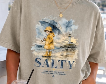 Salty Girl T-Shirt, Vintage Baumwollmischung Damen-T-Shirt