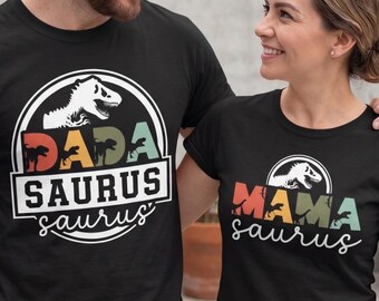Niedliche Dinosaurier Shirts für Familie, Mamasaurus und Dadasaurus Matching Set