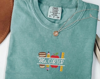 Personalisiertes besticktes Lehrer Shirt, Benutzerdefiniertes Namensgeschenk für die Kita