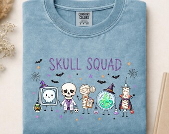 Comfort Colors Halloween-Krankenschwester-Shirt, Lustiges Pflege-Doodle-T-Shirt, Gruseliges Krankenschwester-Sweatshirt
