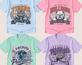 Individuell gestaltetes Schulmaskottchen-Shirt, stylisches Spieltags-T-Shirt, Teamstolz und -geist während der Football-Saison