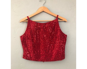 women's red sequin tops evening wear