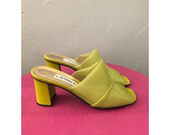 lime green and black heels