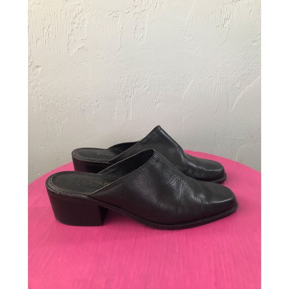 90's Black Leather Mules