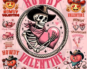 20 Cowboy Cupid Valentine PNG Bundle, Western Love Cowgirl Valentines Clipart, Retro Howdy Valentine Png