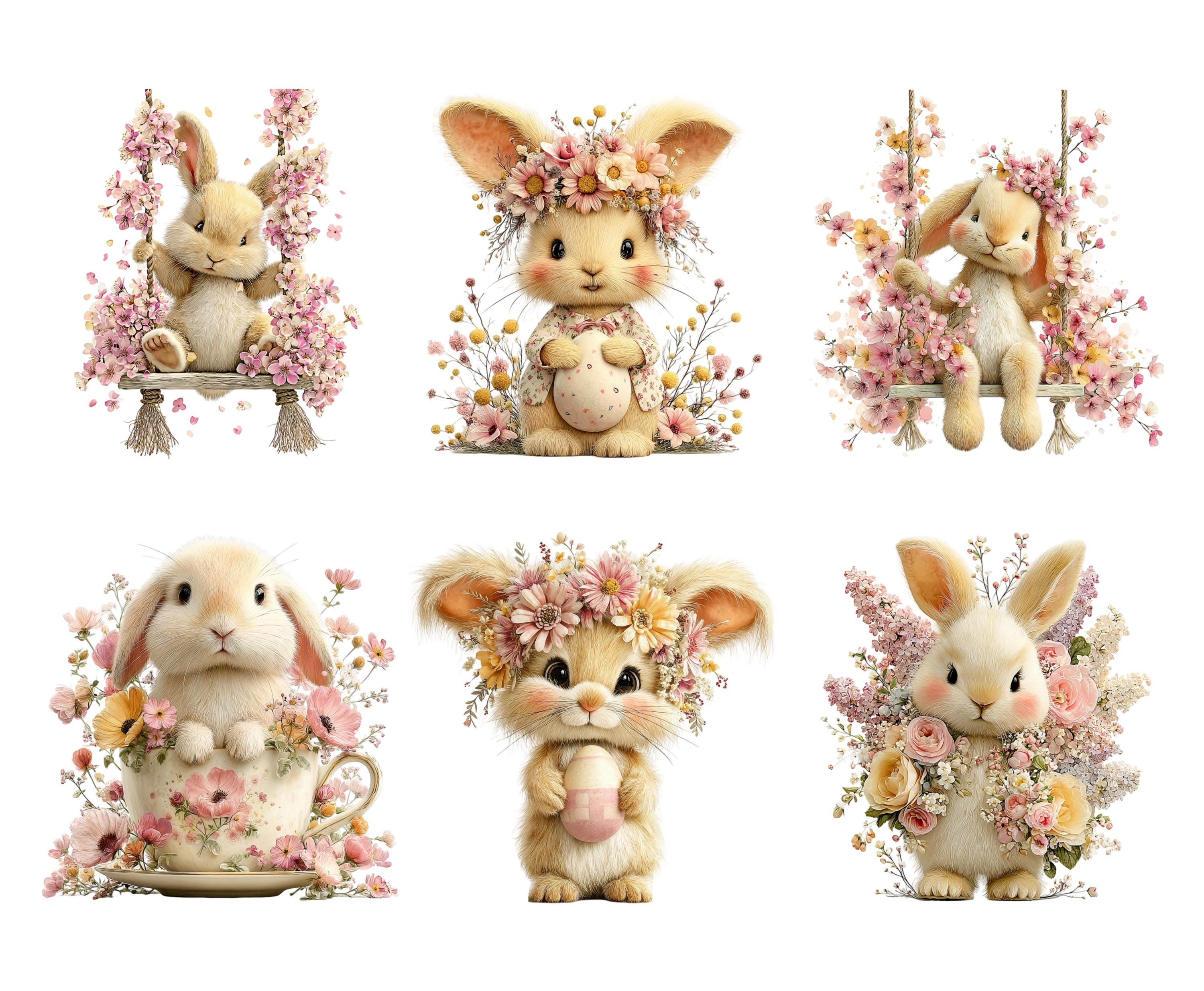 Spring Bunny Clipart | Pink Easter PNG | Rabbit Baby Shower | Coquette ...