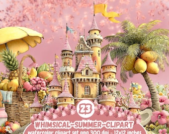Whimsical Garden Cottage Clipart Bundle | Cute Boho Quirky Flower House Art PNG | Whimsical Summer Garden Clipart for Sublimation PNG